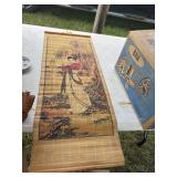 Bamboo wall art, 3 baseball gloves and more