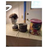 Wig, manican head tins and more