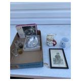 Vintage silver plate pickle dish, shot glasses,
