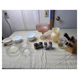 2 sets of S & P shakers, small serving bowls,