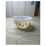 Vtg Anchor Hocking Fire King 6" yellow polka Dots