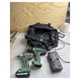 2 Hitachi drills, charger and bag.  Need new