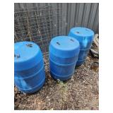 5 plastic  barrels