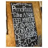 Patio rules sign