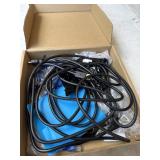 Huge box of tv cable, power bars, computer cable