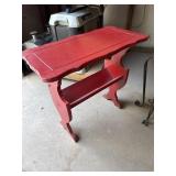 Red magazine table, plant stand Igloo cooler,