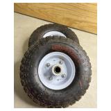 2 like new 4.10/3.50-4 rubber wheels