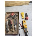 Vise Grips, tins snips, Electric tester and more