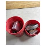 2 coffee cans of misc screws, nuts and bolts &