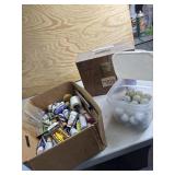 File box, golf balls, paint and more