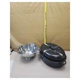 Granite roaster and large strainer