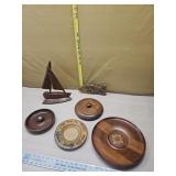 Wood boat and collectibles
