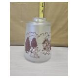 Frosted glass cracker jar