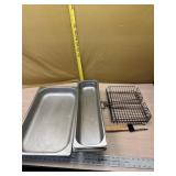 Hamburger grilling basket, 3 stainless warming