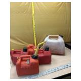 1 5 gallon and 4 1 gallon gas cans
