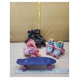 Roller skates and small skate board