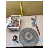Fishing pole holder, fishing basket, lg lot of