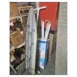 Ironing board, plates holders and misc