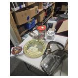 Bling belts, Coca-Cola tin and tray misc lot