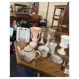 Picture frame, vases, teapot , candle holders and