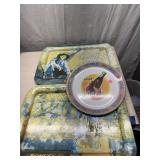 2 Coca Cola trays and plate