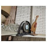 Clock,  works, goose and shelf