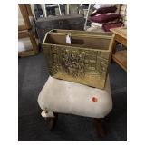 Cloth covered foot stool and magazine rake