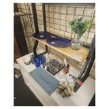 Cobalt blue plate, condiment  tray misc