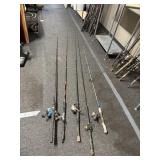 (5) fishing rods and reels