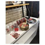 Coca Cola glasses, Coca Cola bottles top, Pepsi