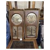 2 wall clocks Statue of Liberty and oil rig