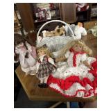 Lg basket of dolls