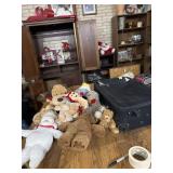 Suit case and stuffed animals