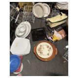 Lg lot of misc plates bowls, racks and more  lot