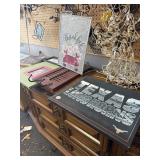 Wall art and lighted angel