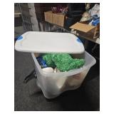 Tote of stuffed animals  locking lid tote