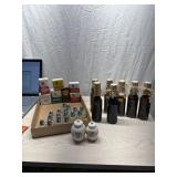 Vintage spice tins, several S&P shakers, and more