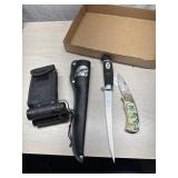 Small Bushnell Binoculars, Rapala Filet knife and