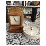Wooden clock with letter holder, key rack and