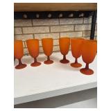 Set of 6 orange stem glasses (glass)