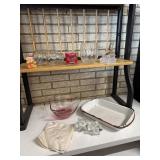 Granite pan, glass pig Jar, and more