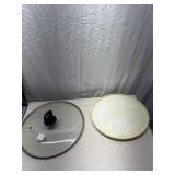 Lazy Susan and lg lot of glass lids