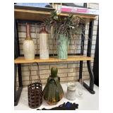 Vases, metal wine basket and more