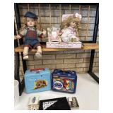Dolls, lunch boxes, dominos, cards and Mrs