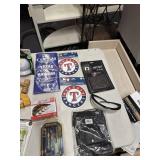Texas Rangers decals, wallet, & flag, camo cap