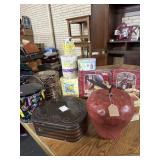 Decorative tins and boxes and wood Apple