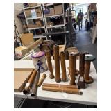 Wood spools and Cracker Jack tin