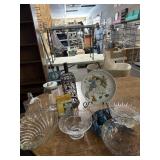 Glass bowls, bottle, jar Norman Rockwell plate