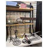 Shelf, baskets, candle holders folding cart,