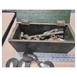 Wood box, casters, and brass fittings